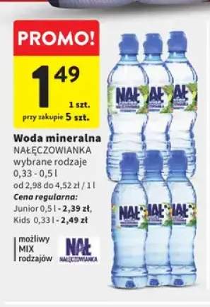 Woda mineralna niegazowana Junior Nałęczowianka +1 wariant