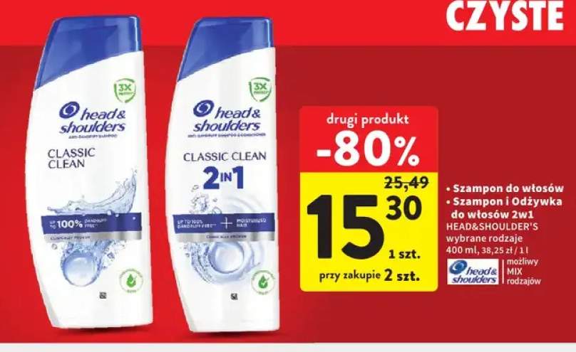 Szampon do włosów Classic Clean Head & Shoulders +1 wariant
